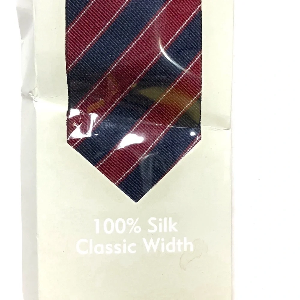 100% Silk Red Blue Striped Tie NWT Men’s